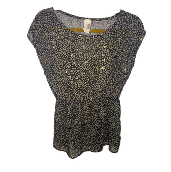 Anthropologie Tops - Anthropologie black and gold patterned blouse